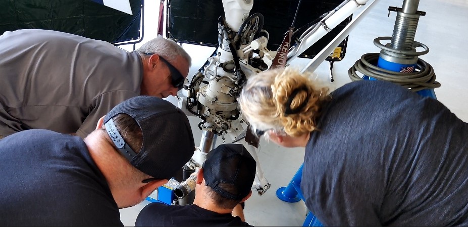Jamie training the Netflix Aviation team on FP-300 laser cleaning of landing gear — Burbank, CA